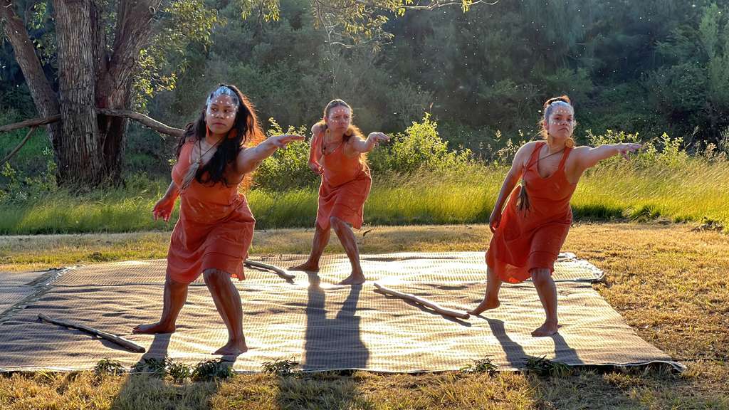 A ceremonial dance performed by two women for The River Project