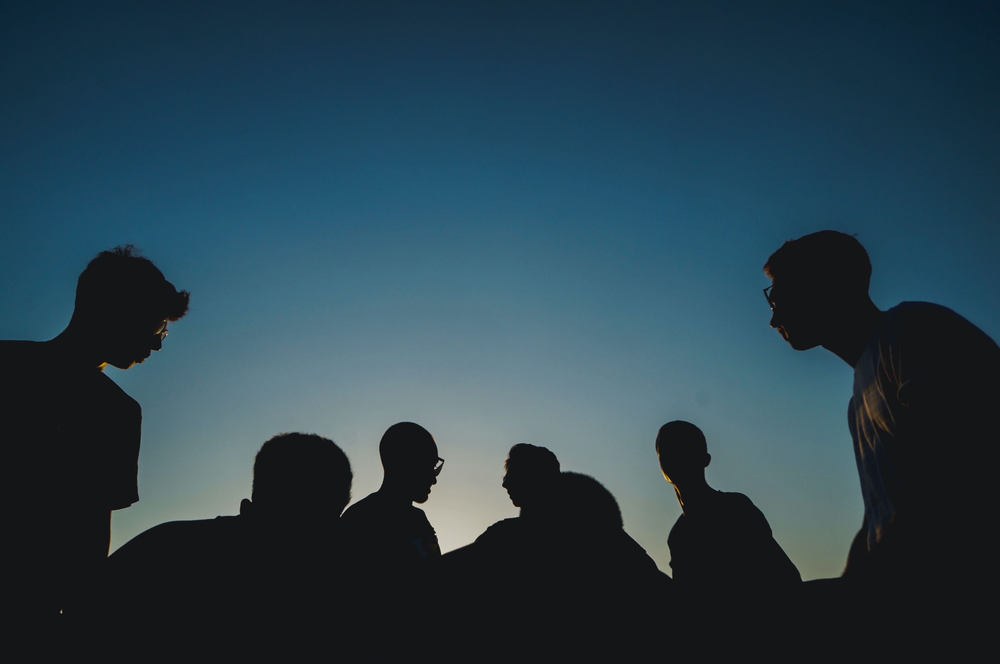 Silhouettes of a group of people