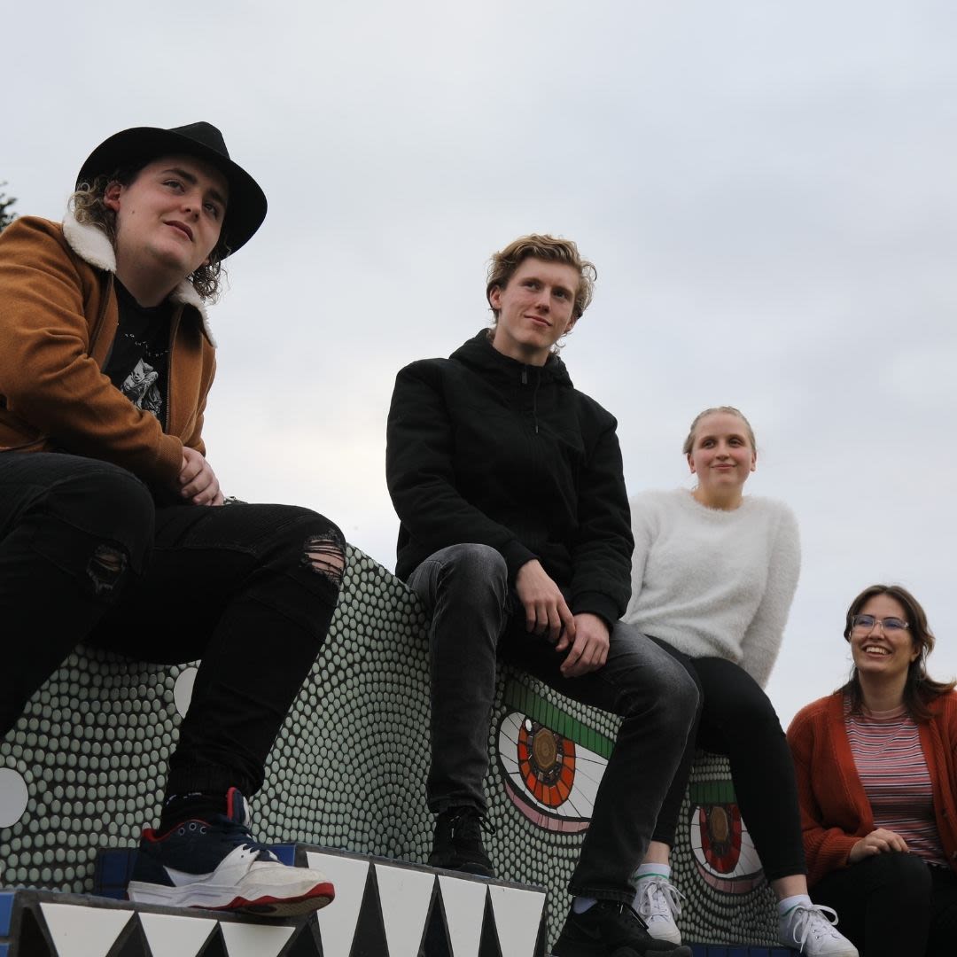 Young people hanging out together